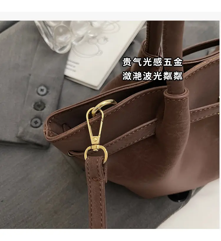 Women Large Capacity Tan Leather Tote Bag 2025 — feature 3
