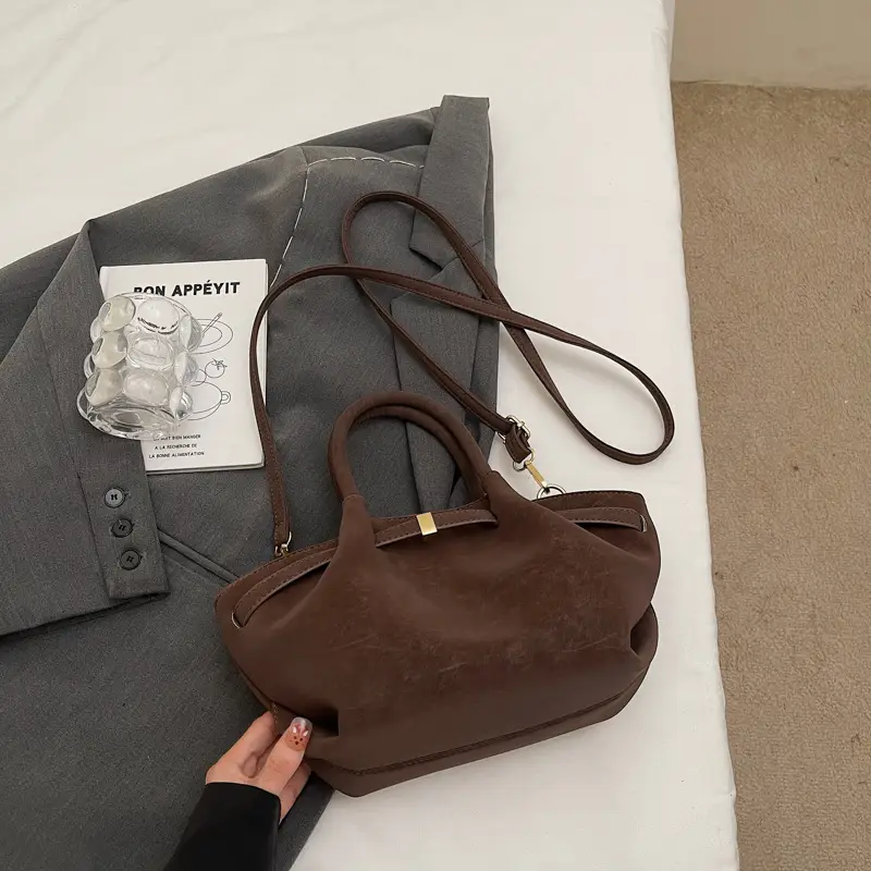 Women Large Capacity Tan Leather Tote Bag 2025 - Image 2