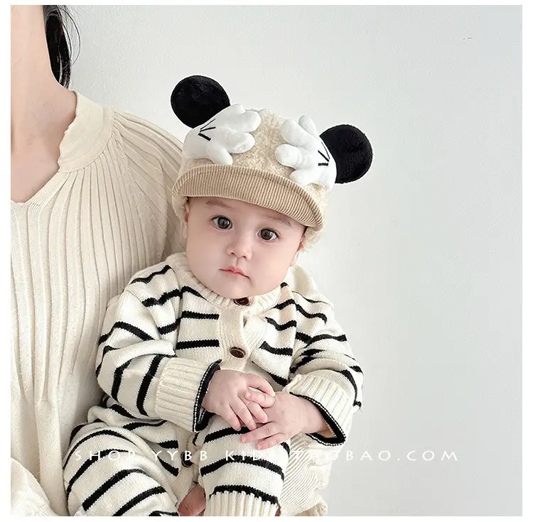 Cute Baby Hat Autumn Winter Warm Cashmere Windproof Peaked Cap for Boys Girls Baby Small Month Old — feature 2