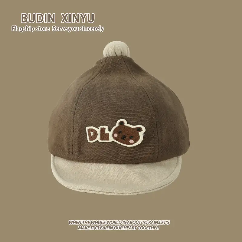 Baby Duckbill Cap with Bear Embroidery Brown β feature 7