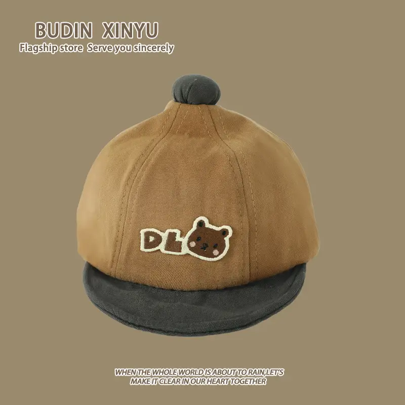 Baby Duckbill Cap with Bear Embroidery Brown β feature 8