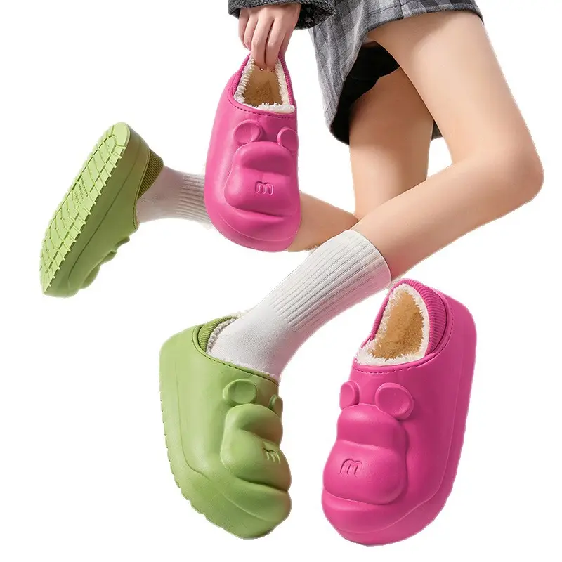 Green Cartoon Slippers for Women Warm Indoor Wear - Image 8