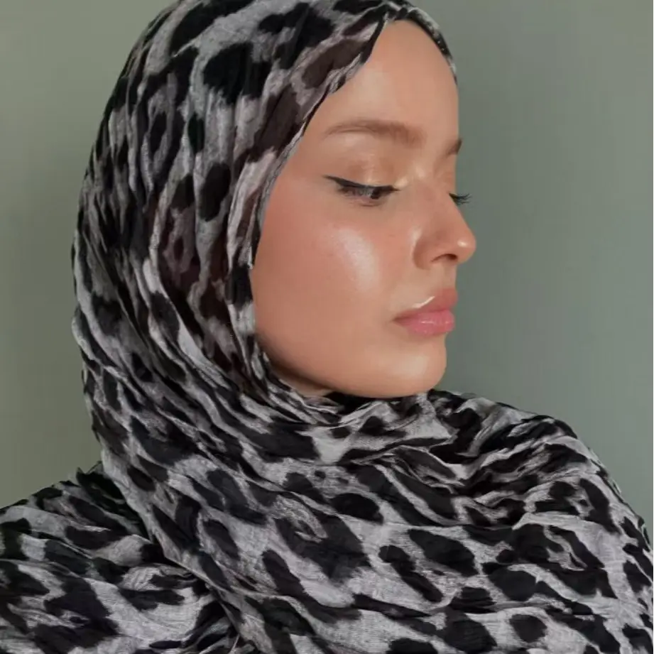 Printed Silk Scarf for Women Black White Abstract Design - Image 37