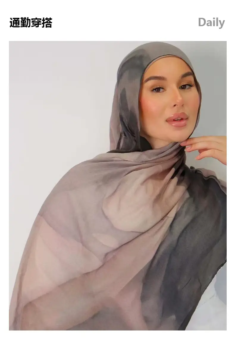 Printed Silk Scarf for Women Black White Abstract Design — feature 2
