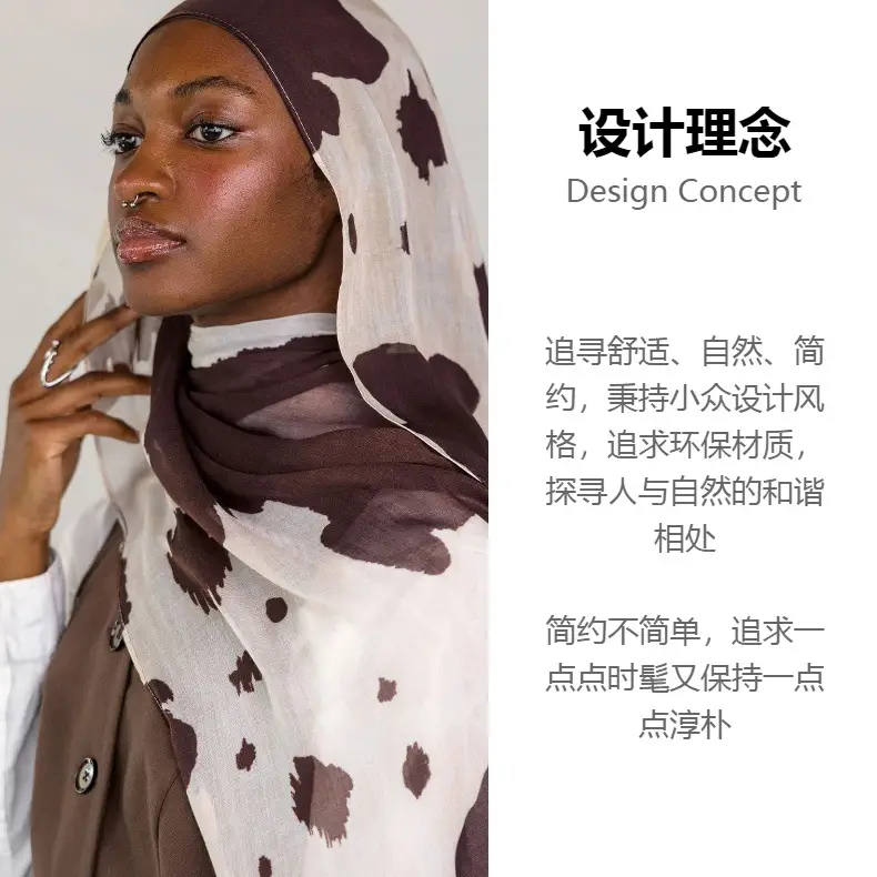 Printed Silk Scarf for Women Black White Abstract Design — feature 3
