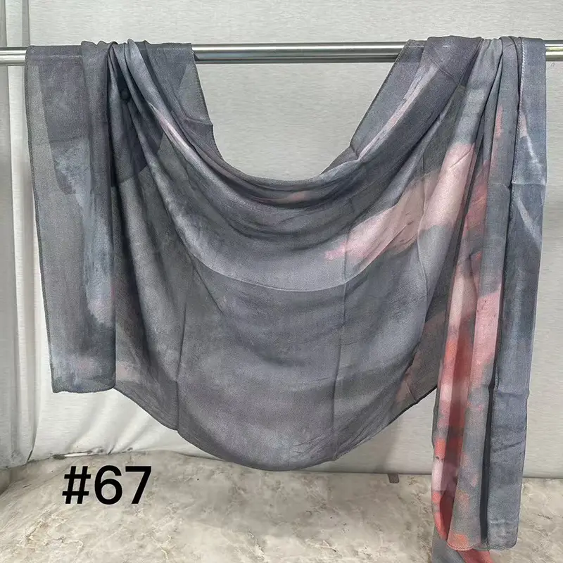 Printed Silk Scarf for Women Black White Abstract Design - Image 30