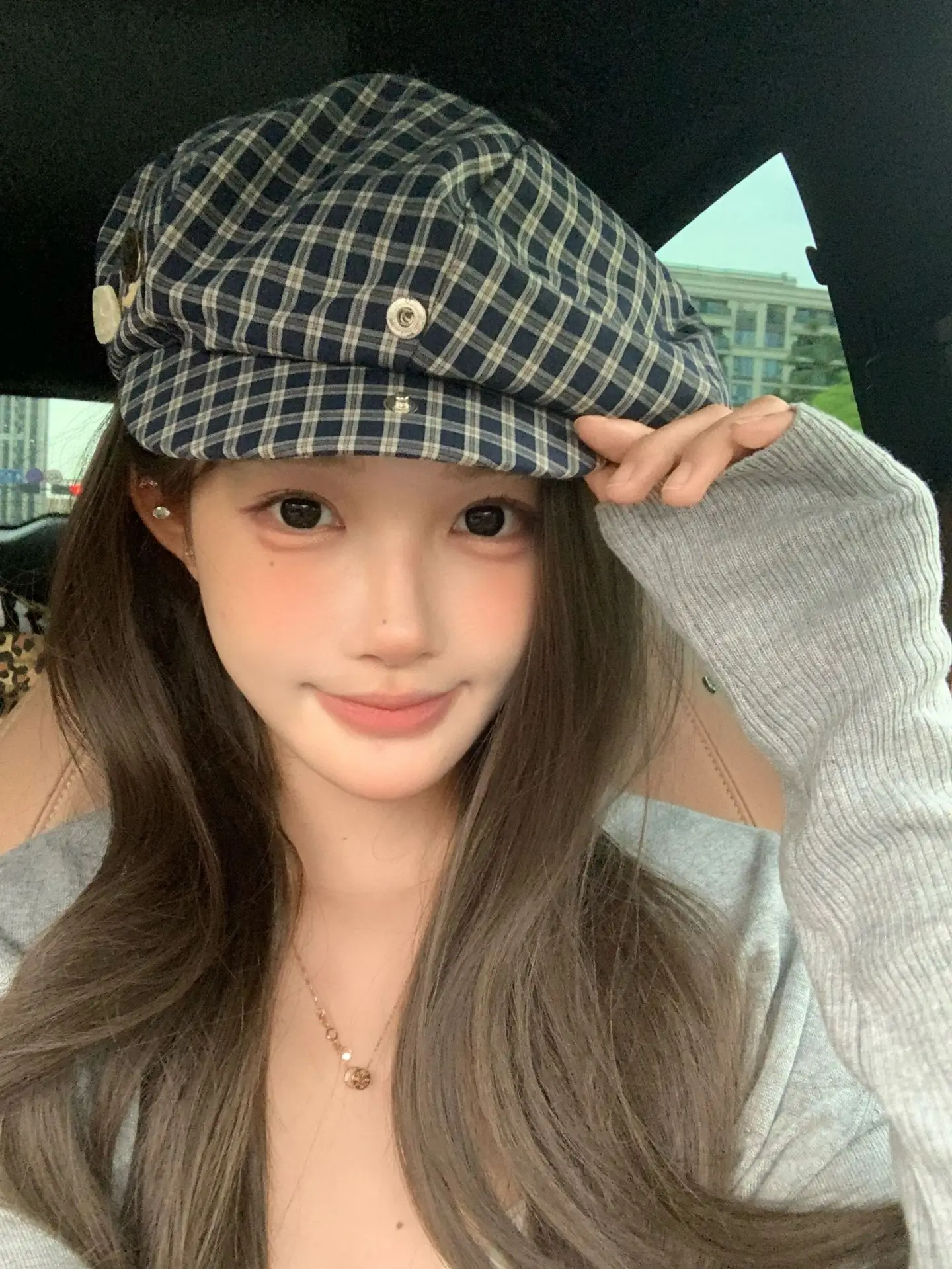 2025 Korean Plaid Duckbill Cap for Women — feature 6