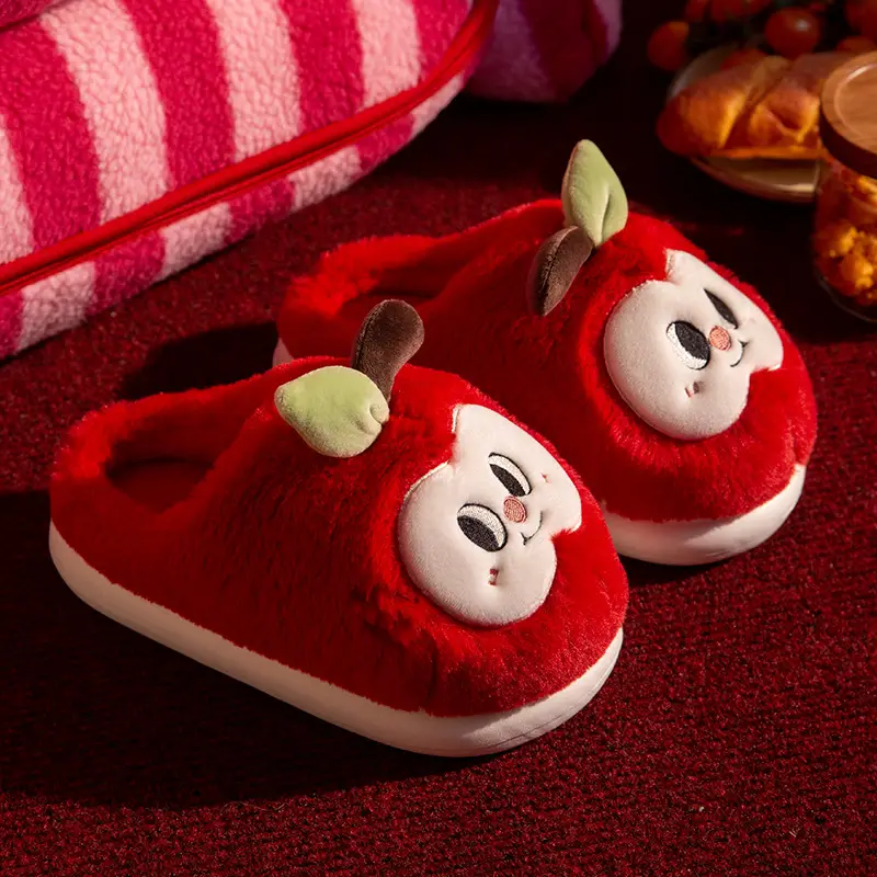 Apple Cotton Slippers for Women, Autumn and Winter Home Indoor and Outdoor Cotton Shoes, Non-Slip and Waterproof Couple Cute Ladies Slippers - Image 6