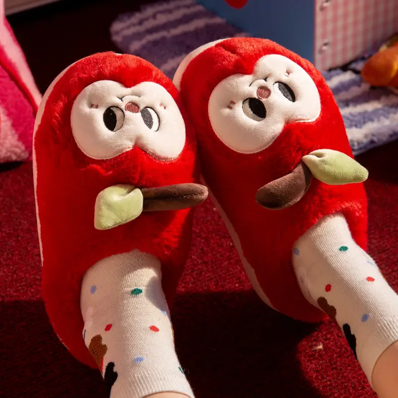 Apple Cotton Slippers for Women, Autumn and Winter Home Indoor and Outdoor Cotton Shoes, Non-Slip and Waterproof Couple Cute Ladies Slippers - Image 7