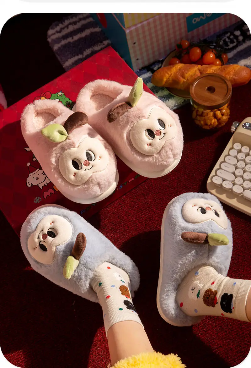 Apple Cotton Slippers for Women, Autumn and Winter Home Indoor and Outdoor Cotton Shoes, Non-Slip and Waterproof Couple Cute Ladies Slippers — feature 12
