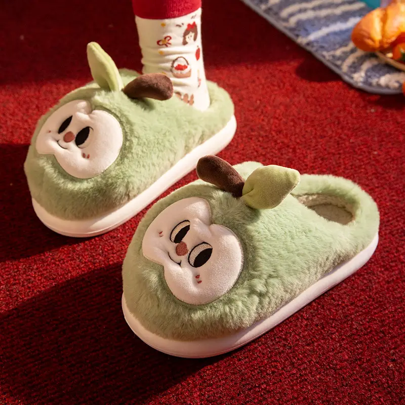 Apple Cotton Slippers for Women, Autumn and Winter Home Indoor and Outdoor Cotton Shoes, Non-Slip and Waterproof Couple Cute Ladies Slippers - Image 3