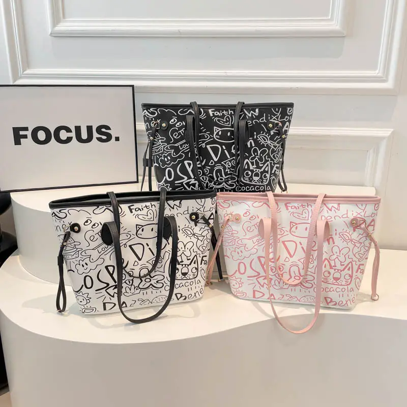 Korean Graffiti Shoulder Bag 2025 New Casual Large Capacity - Image 4