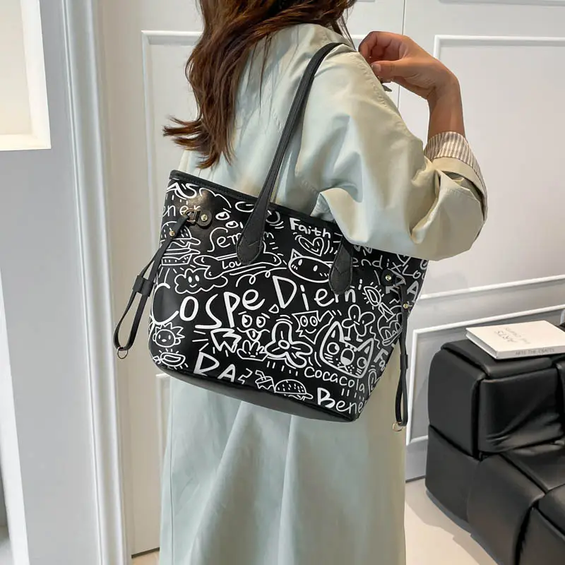 Korean Graffiti Shoulder Bag 2025 New Casual Large Capacity - Image 7