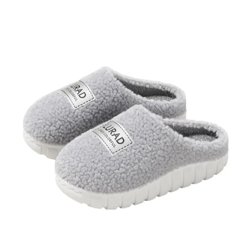 Autumn and Winter Cotton Slippers for Female Couples Indoor Home Household Thick-Soled Non-Slip Cotton Slippers Plush Men's Slippers