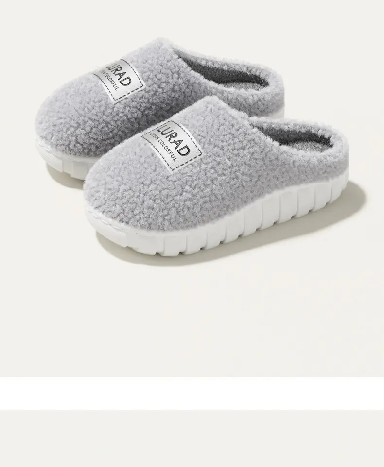 Autumn and Winter Cotton Slippers for Female Couples Indoor Home Household Thick-Soled Non-Slip Cotton Slippers Plush Men's Slippers — feature 10