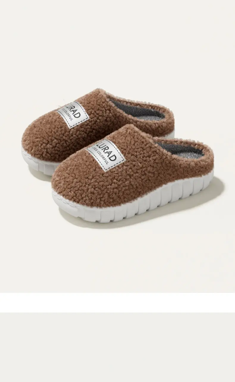 Autumn and Winter Cotton Slippers for Female Couples Indoor Home Household Thick-Soled Non-Slip Cotton Slippers Plush Men's Slippers — feature 11