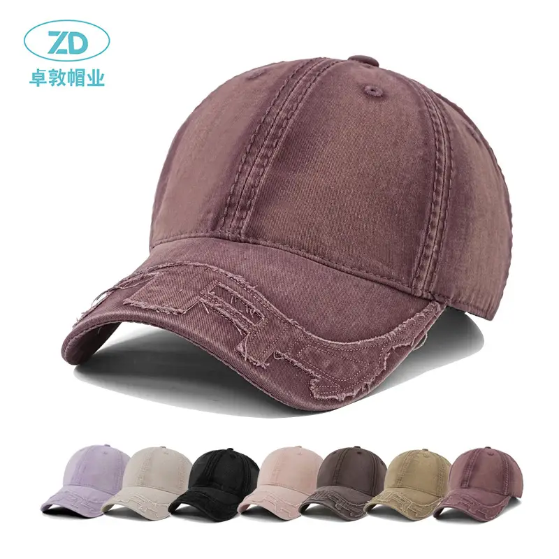Washed Cotton Patchwork Embroidered Baseball Cap Pink Vintage - Image 8