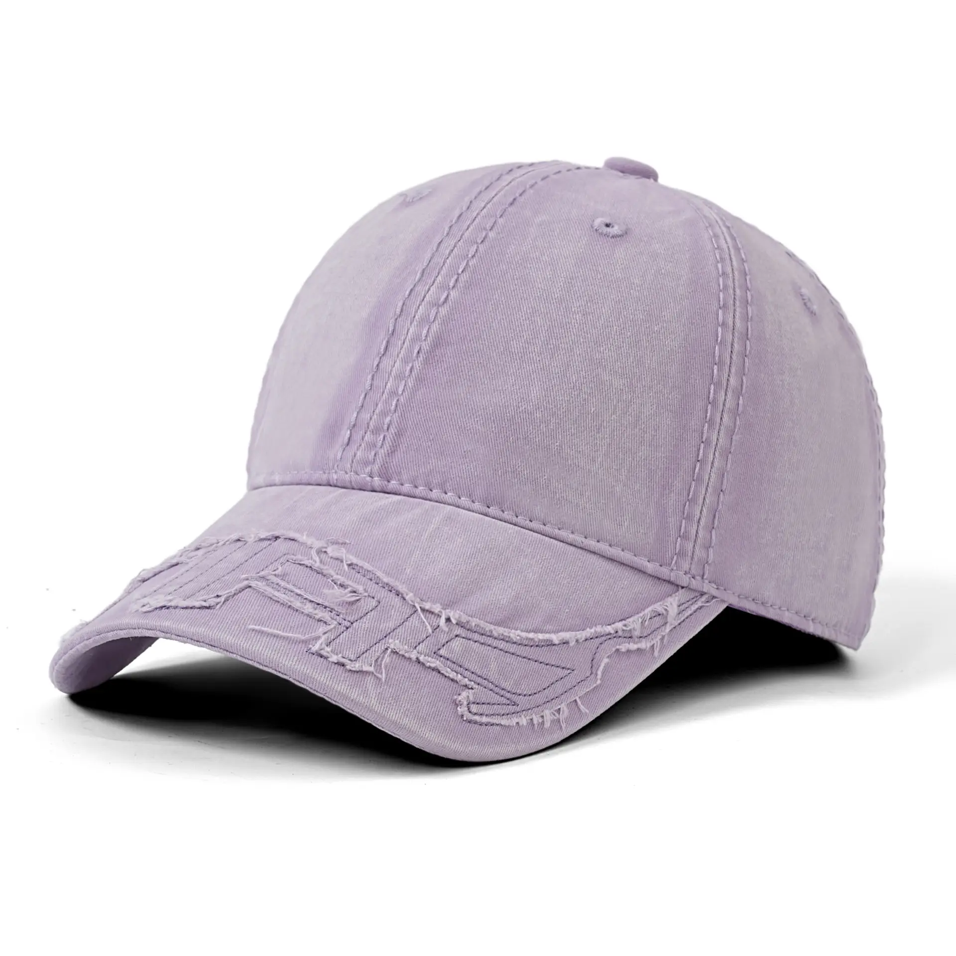 Washed Cotton Patchwork Embroidered Baseball Cap Pink Vintage - Image 9