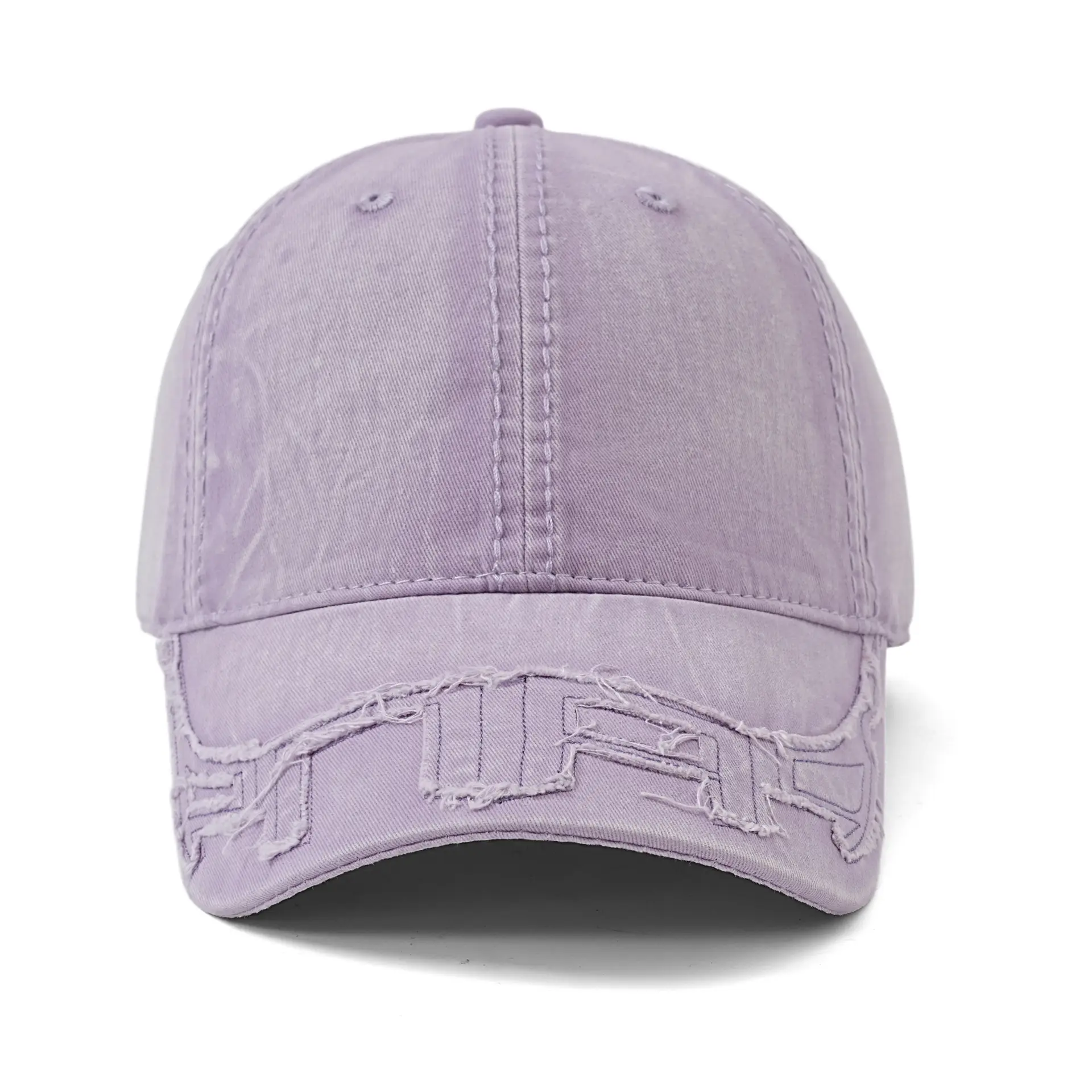 Washed Cotton Patchwork Embroidered Baseball Cap Pink Vintage - Image 10