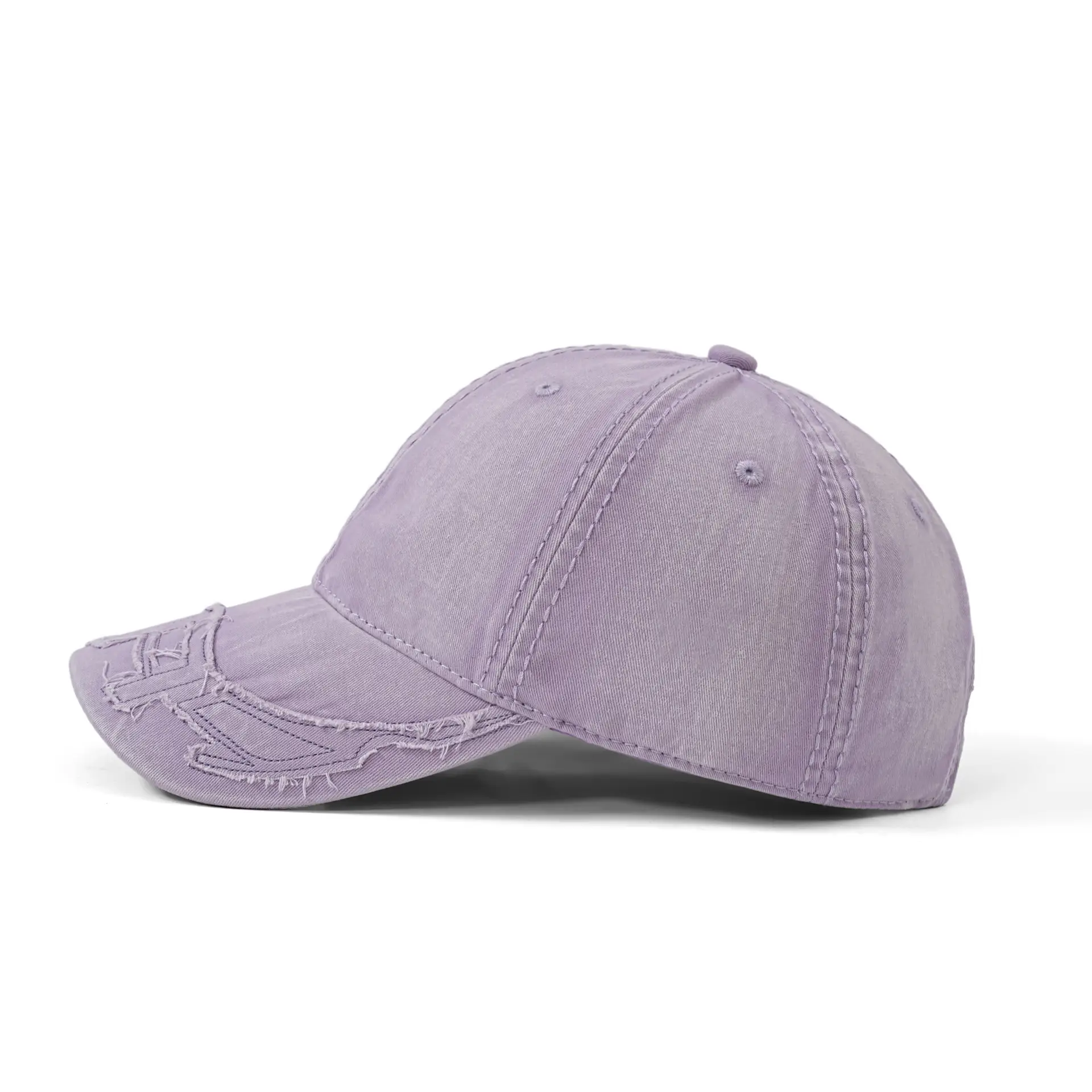 Washed Cotton Patchwork Embroidered Baseball Cap Pink Vintage - Image 11