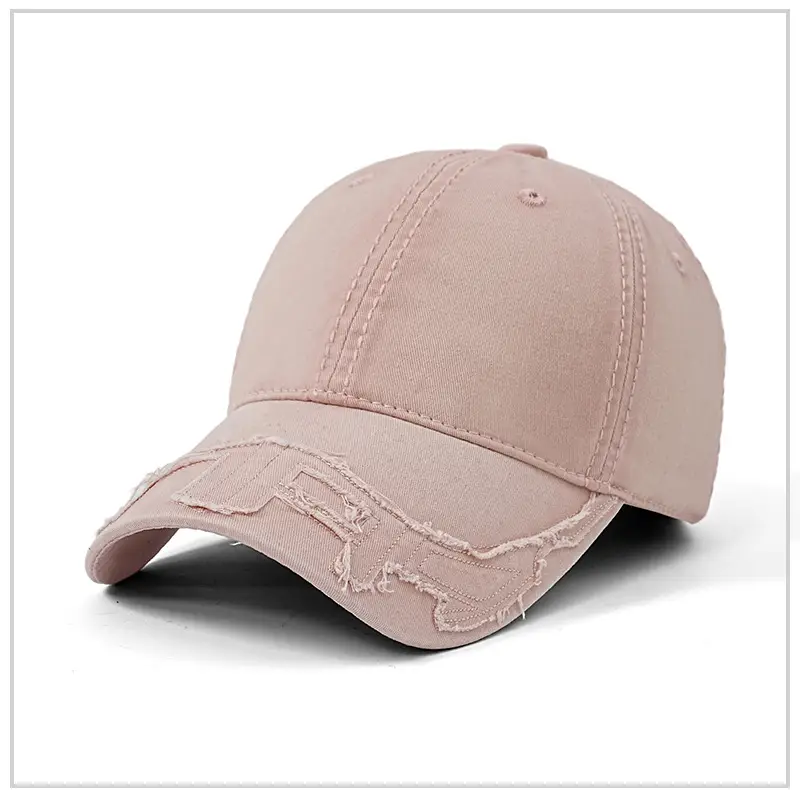 Washed Cotton Patchwork Embroidered Baseball Cap Pink Vintage - Image 3