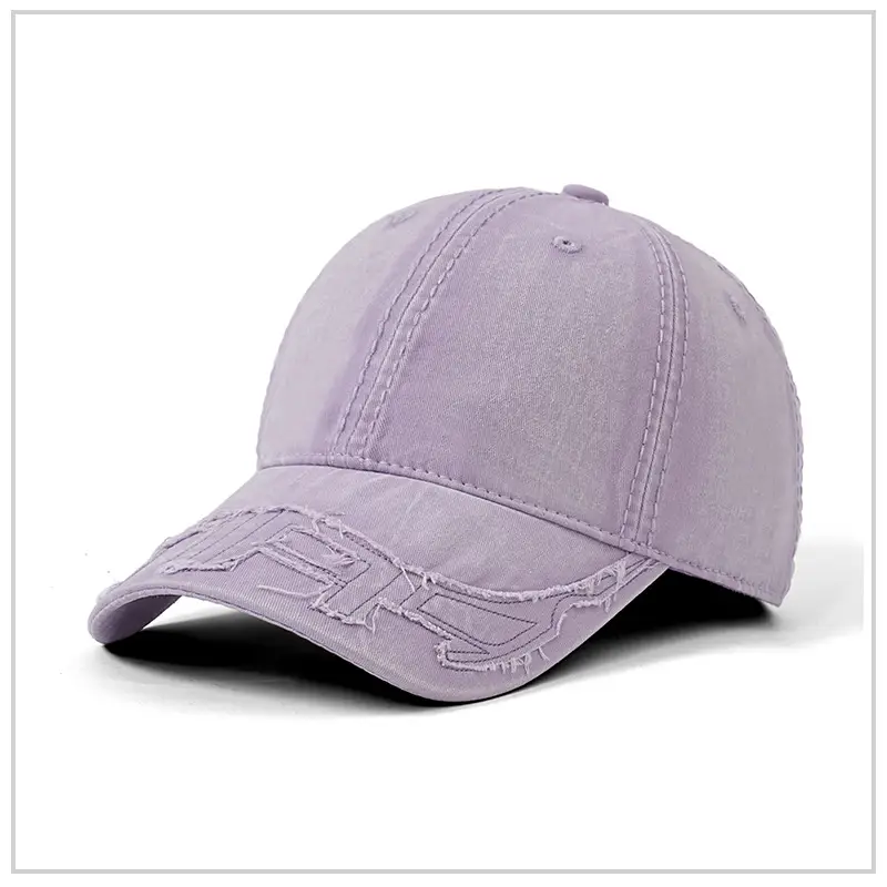 Washed Cotton Patchwork Embroidered Baseball Cap Pink Vintage - Image 4