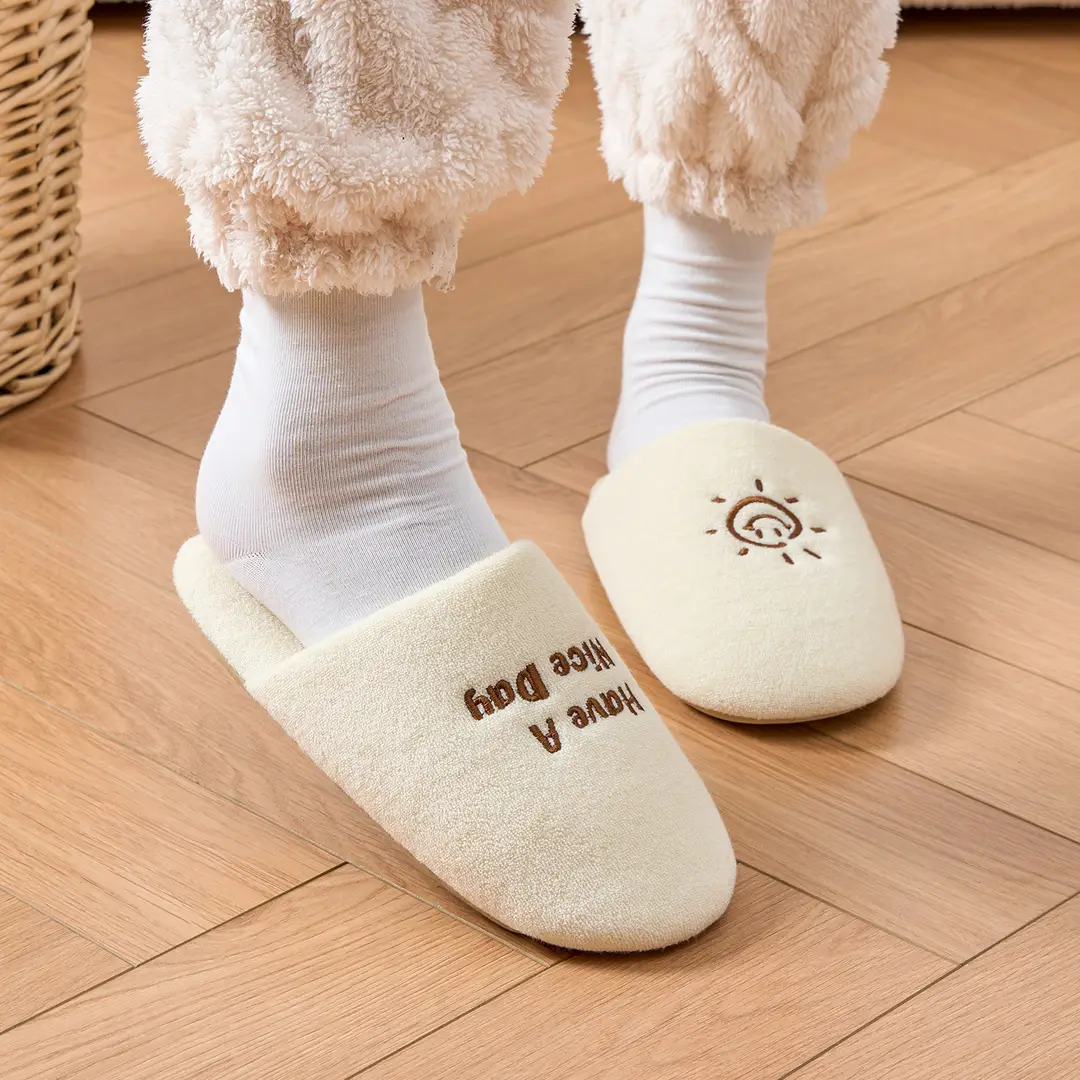 New Simple Japanese-Style Floor Mop Couple Indoor Home Silent Slippers Women's Autumn and Winter Cotton Slippers for Home Use