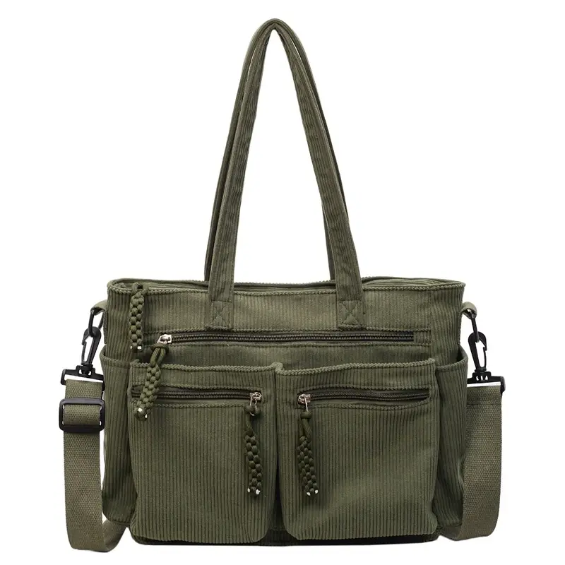Women's Green Corduroy Shoulder Bag 2025 Autumn Winter - Image 10
