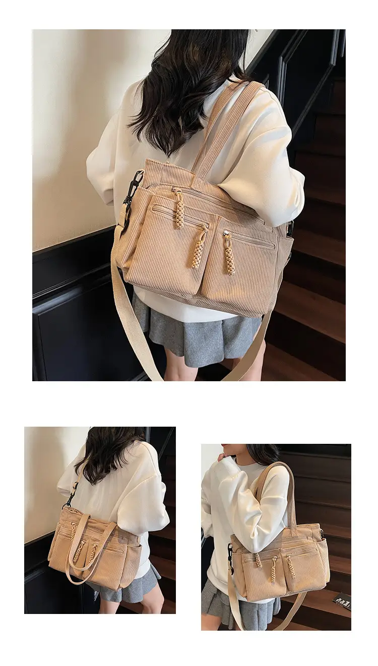 Women's Green Corduroy Shoulder Bag 2025 Autumn Winter — feature 15