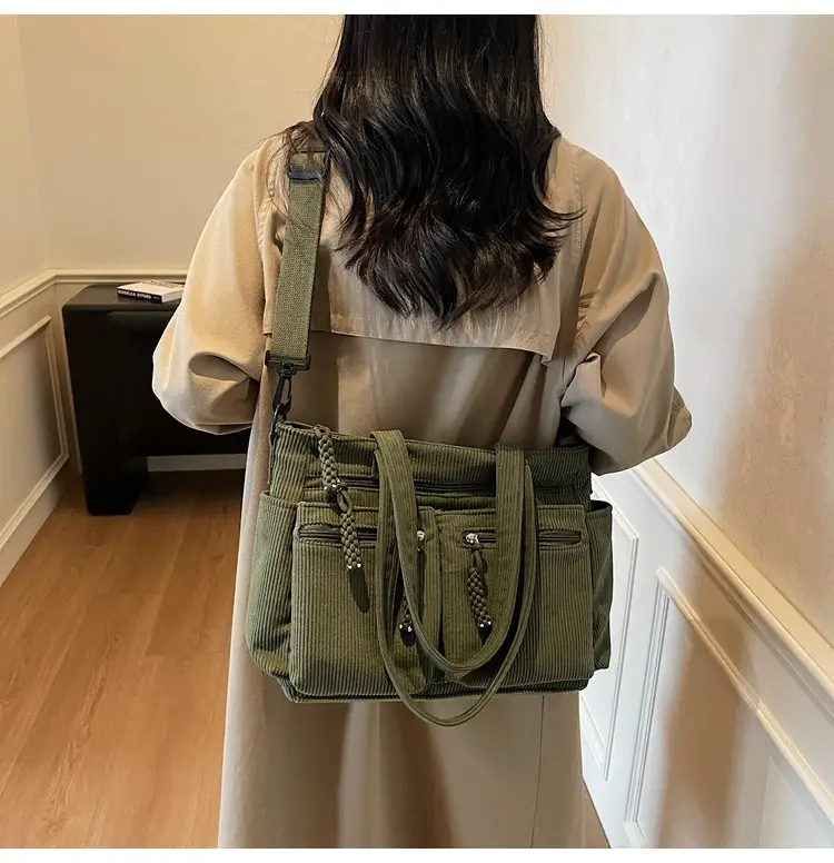 Women's Green Corduroy Shoulder Bag 2025 Autumn Winter — feature 20