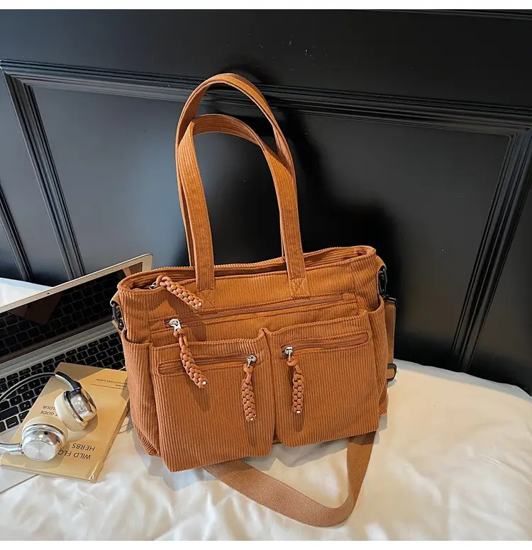 Women's Green Corduroy Shoulder Bag 2025 Autumn Winter — feature 27