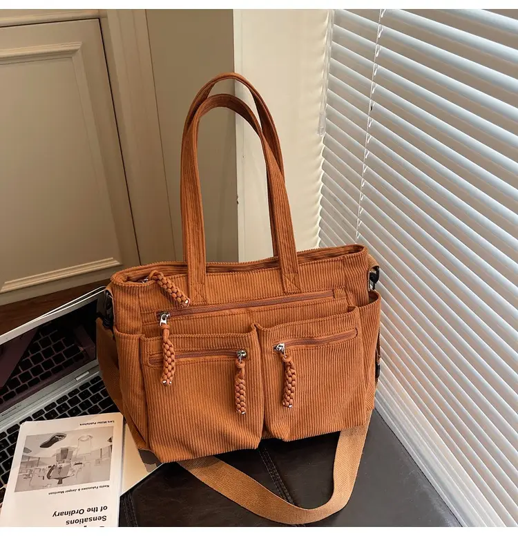Women's Green Corduroy Shoulder Bag 2025 Autumn Winter — feature 30