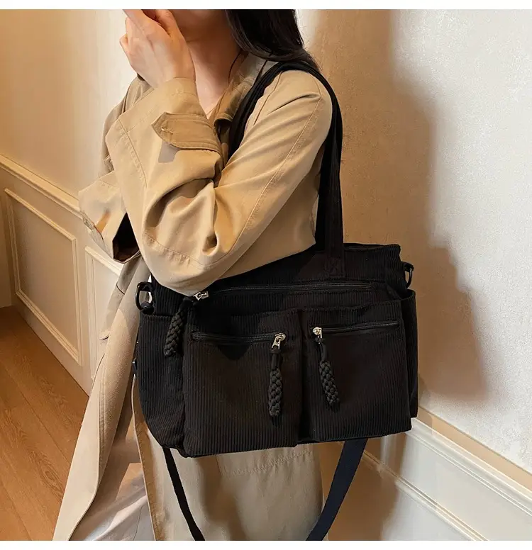 Women's Green Corduroy Shoulder Bag 2025 Autumn Winter — feature 33