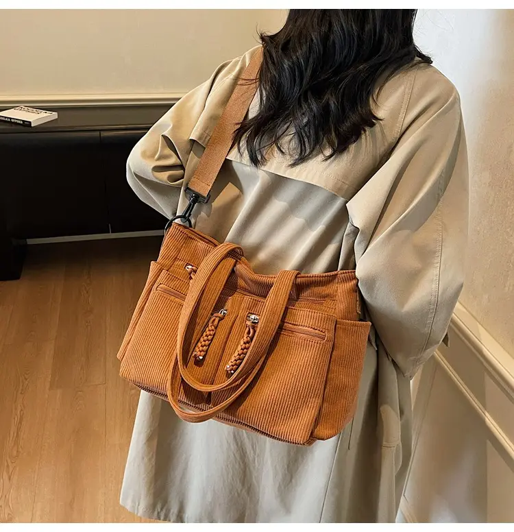 Women's Green Corduroy Shoulder Bag 2025 Autumn Winter — feature 34