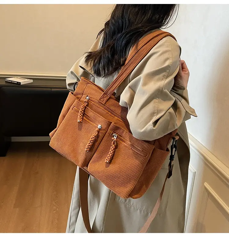 Women's Green Corduroy Shoulder Bag 2025 Autumn Winter — feature 35