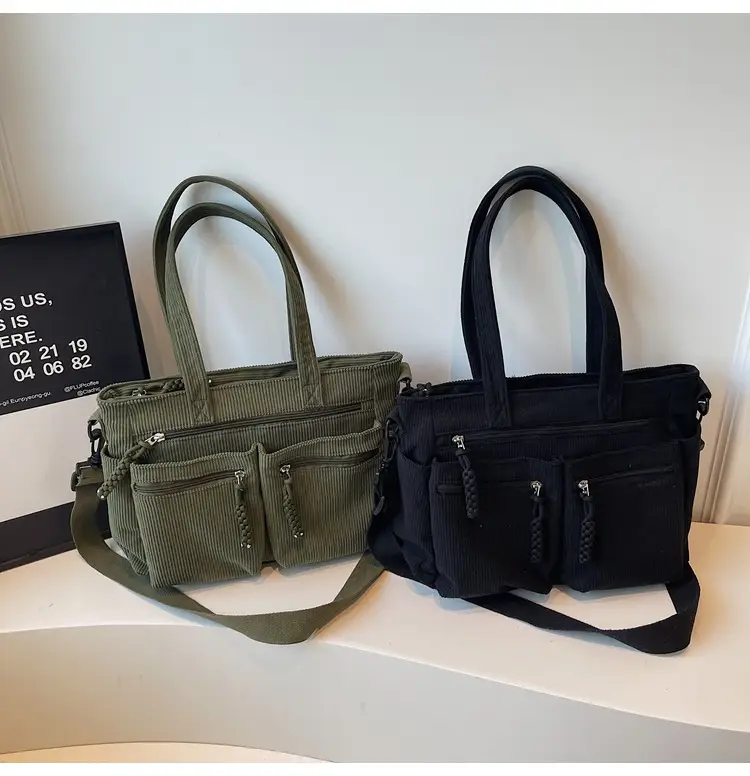Women's Green Corduroy Shoulder Bag 2025 Autumn Winter — feature 36