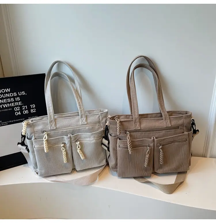Women's Green Corduroy Shoulder Bag 2025 Autumn Winter — feature 38