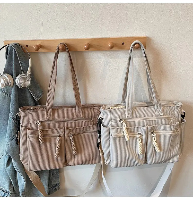 Women's Green Corduroy Shoulder Bag 2025 Autumn Winter — feature 41