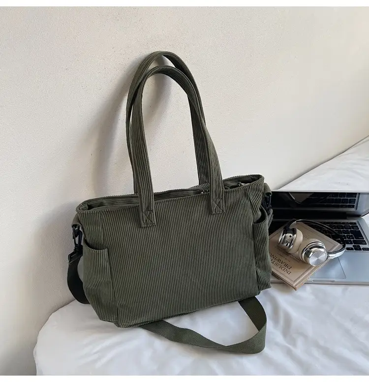 Women's Green Corduroy Shoulder Bag 2025 Autumn Winter — feature 46