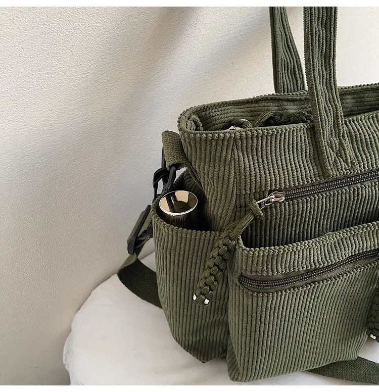 Women's Green Corduroy Shoulder Bag 2025 Autumn Winter — feature 48