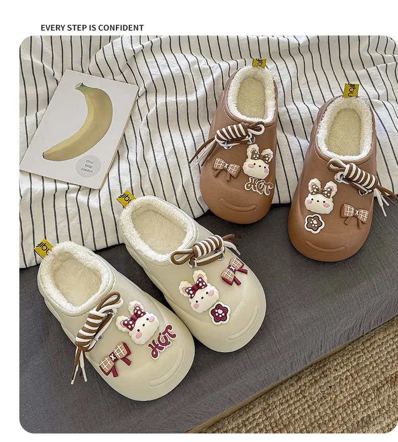 Women Cartoon Waterproof Closed-Toe Slippers Brown — feature 13