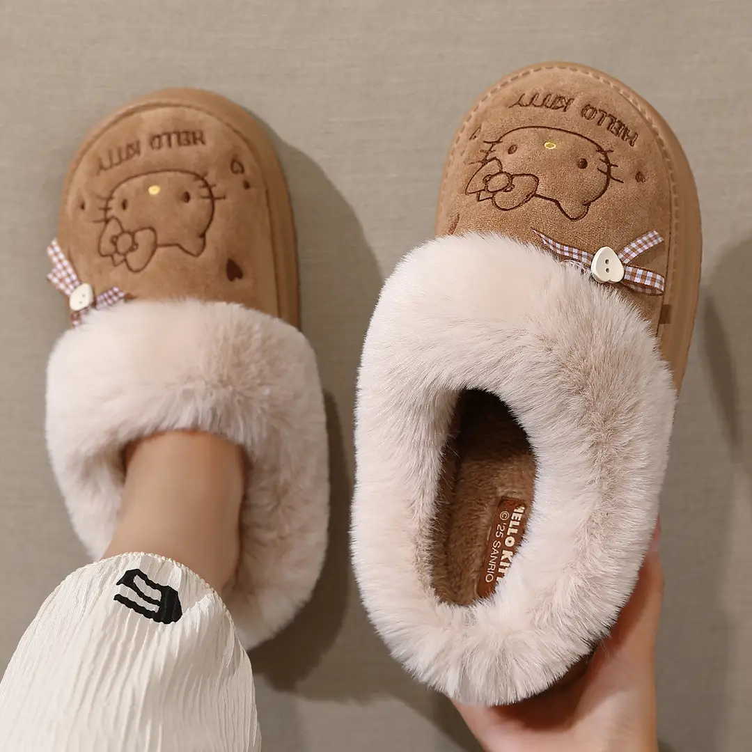 Thick-Soled Super Cute Cotton Slippers for Women Winter New Home Indoor Cartoon Kitten Warm Plush Cotton Slippers Wholesale - Image 9