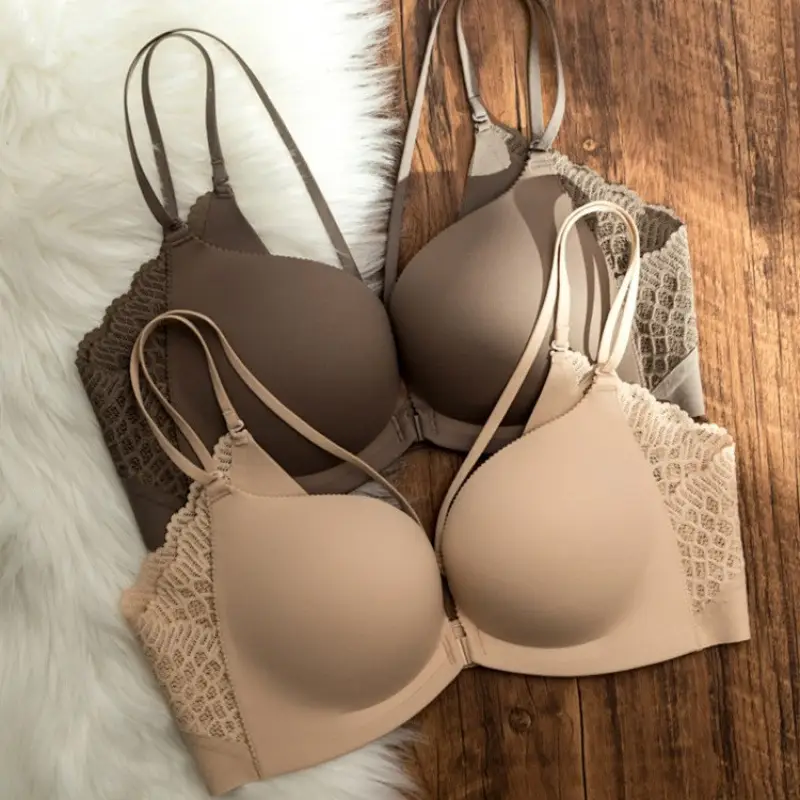 Original High-Quality 6333 Japanese Seamless Backless Front-Clasp Bra for Women, Wireless, Small Chest Push-Up Bra