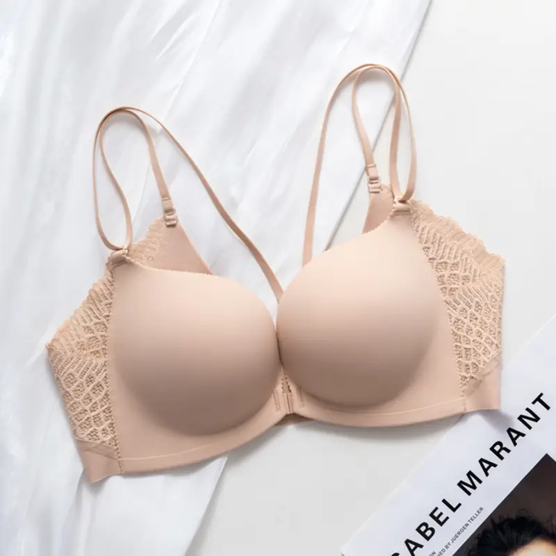 Original High-Quality 6333 Japanese Seamless Backless Front-Clasp Bra for Women, Wireless, Small Chest Push-Up Bra