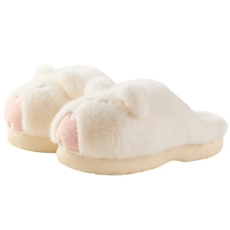 Qidan Shoe Factory Cute Groundhog Stuffed Cotton Slippers Women's Autumn and Winter Velvet Warm Home Cartoon Furry Slippers