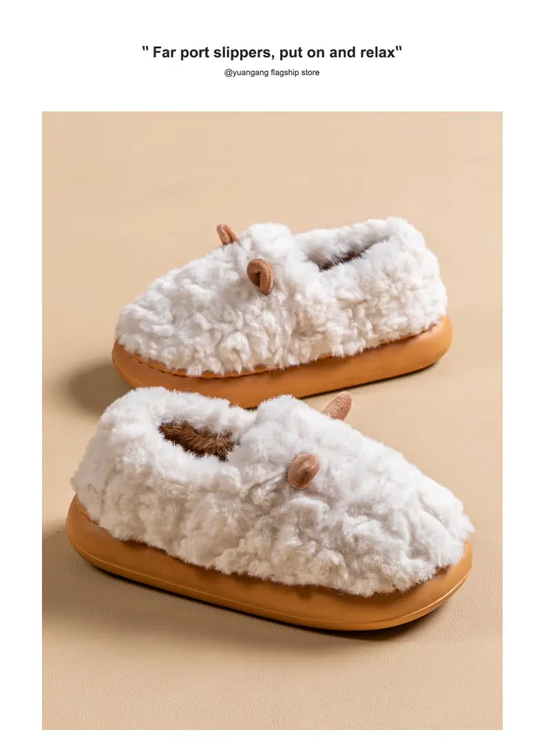 Women's Pink Rabbit Slippers Warm Plush Winter Indoor — feature 12