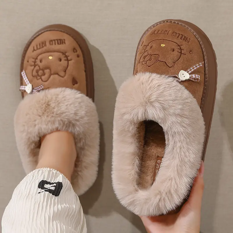 Home Cotton Slippers for Women in Winter, Cartoon Cute Kitten Indoor Household Plush Warm Non-Slip Women's Cotton Slippers Wholesale - Image 5