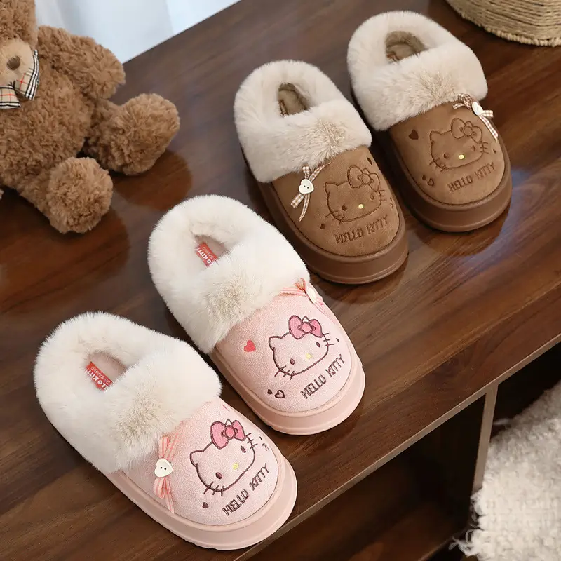 Home Cotton Slippers for Women in Winter, Cartoon Cute Kitten Indoor Household Plush Warm Non-Slip Women's Cotton Slippers Wholesale - Image 7