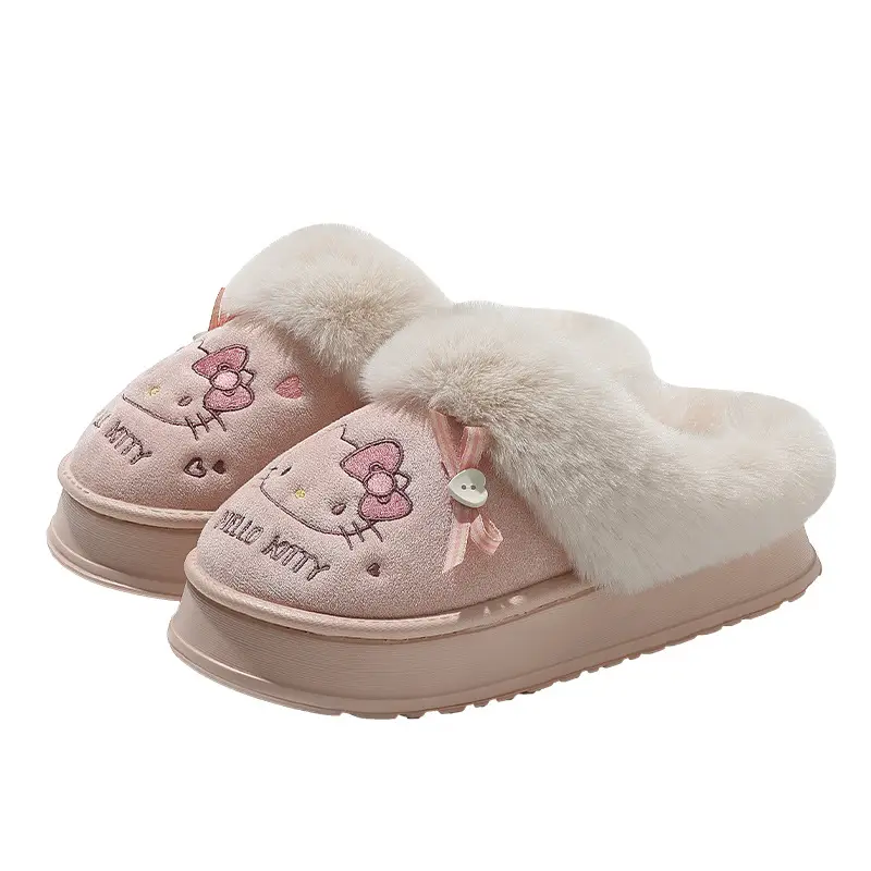Home Cotton Slippers for Women in Winter, Cartoon Cute Kitten Indoor Household Plush Warm Non-Slip Women's Cotton Slippers Wholesale - Image 8