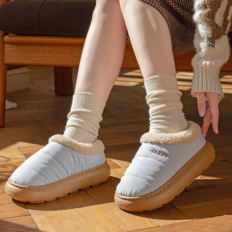 Winter Couple Cotton Slippers for Women, Autumn and Winter Home Indoor Non-Slip Home Fleece-Lined Bag Heel Warm Cotton Shoes for Outer Wear - Image 7